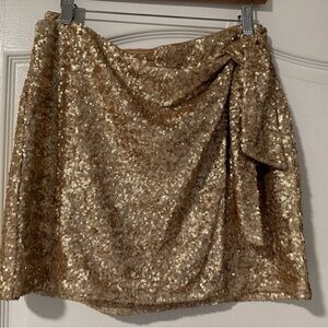 House of Harlow 1960 Gold Sequin Mini Skirt